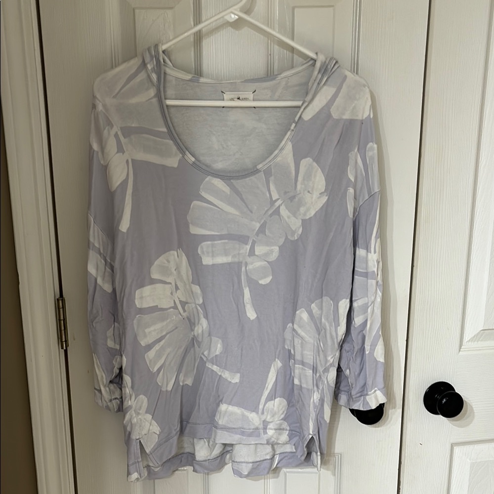 Loft Floral Print Women's Casual Hooded Top - Light Purple